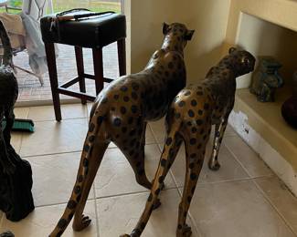 Larger bronze brass leopards