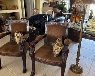 Some fabulous accent furniture Lions head chairs