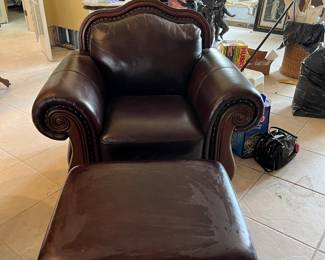 Beautiful leather chair and ottoman