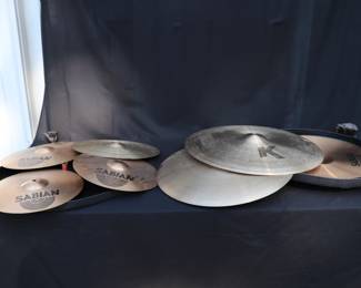 Lot of 7 Zildjian and Sabian Crash Cymbals