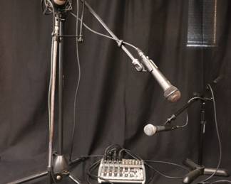 Lot of 4 Microphones with Behringer Xenyx Mixer and Accessories