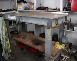 Solid Rolling Metal Top Work Table by Outdoor Designs Inc.