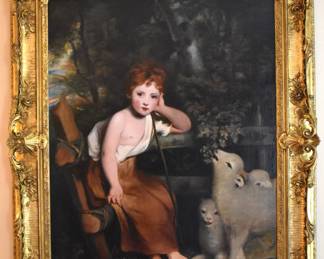 Fine 19th Century Portrait Of The Young Shepherdess, After Sir Joshua Reynolds.  Frame 63 1/4" x 53" Sight 50" x 40"
