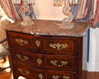 Rare Louis XV Kingwood Bronze Mounted Marble Top Commode, Stamped "A. Criard" ebeniste.  Cabinetmaker to King Louis XV