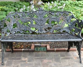 Antique Fern Pattern Cast Iron Garden Bench