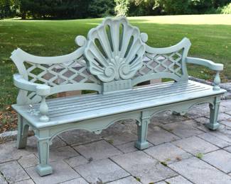 Chatsworth Chippendale Style Teak Garden Bench by Chatsworth Carpenters in association with noted designer David Mlinaric.
