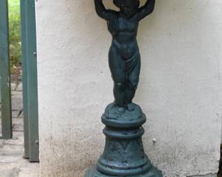 19th Century American Figural Cast Iron Bird Bath attributed to Fiske.