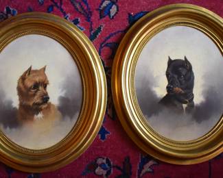 Hermann Gustav Simon (1846-1895) "Our Pet" Oil on Canvas, Sight 12" x 9 1/2" Frame 16" x 14"