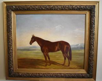 Thomas J. Scott, Kentucky, Portrait Of A Horse, Oil On Canvas, Sight 18" x 21 1/2" Frame 25 1/2" X 29 1/2"
