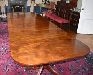 Late 18th Century English Triple Pedestal Dining Table, Sotheby's Provenance.   