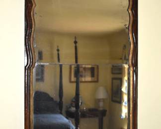 Very Fine 18th Century Queen Anne Walnut Mirror With Gilt Carved Shell.  34 1/2" x 23"