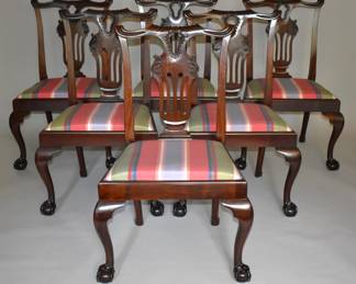Important Set Of Six Anglo-Irish Chippendale Chairs With Brass Talon Ball & Claw Feet, Circa 1765.