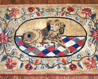 Great 19th Century American Hooked Rug With Dog