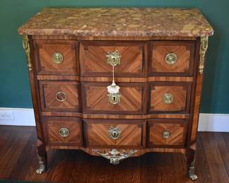 Choice Louis XV Kingwood & Ormolu Marble Top Commode
