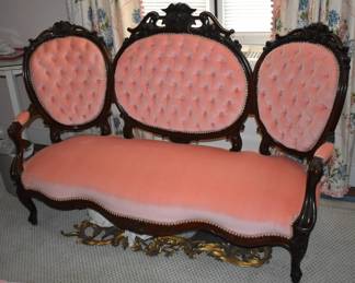 Fine Victorian Rosewood Triple Back Sofa-showroom condition