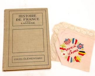 French book and scarf