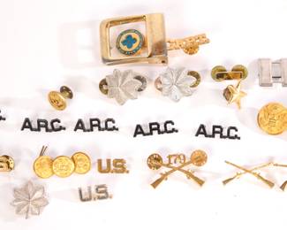 Military pins, buttons, insignia