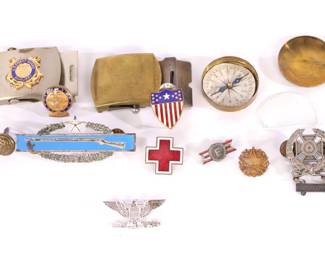 Military pins, buckles, etc..