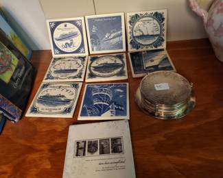 Holland America Tile Collection.  Silver Plate Coaster Set