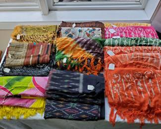 An international collection of lovely textiles, batik sarongs, ikat yardage, thai silk runner, beautiful scarves and more.