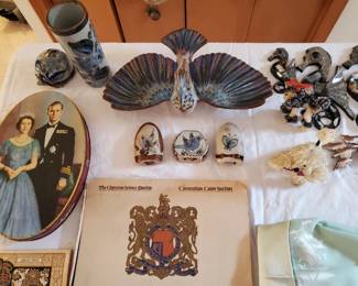 Mexican pottery by El Palomar, Ken Edwards.  Memorabilia from Queen Elizabeth's Coronation in 1953.  