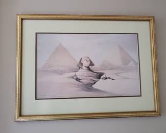 Framed Print of the Sphinx and the Pyramids in Egypt.