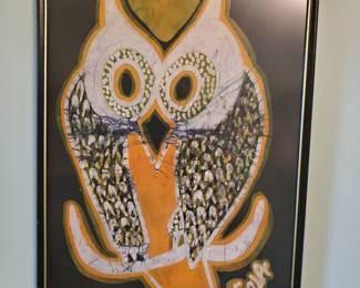 Framed Owl Batik.