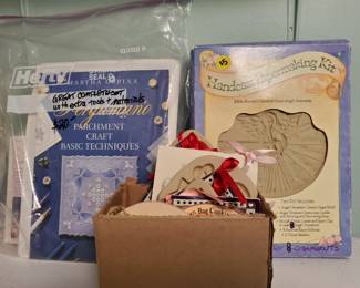 Two great craft kits, one is for parchment crafts with all the supplies and equipment needed to make items pictured in the book.  Handcast Papermaking kit with an angel mold.  Additional molds double as cookie molds.