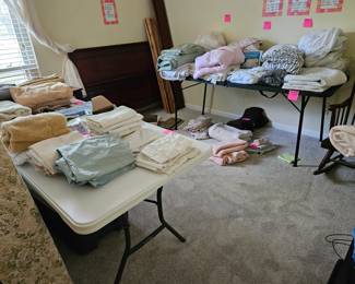 Assortment of linens - twin, full, king, and towels