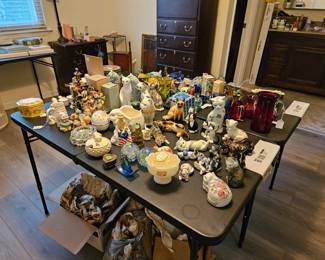 Crackle glass, ceramic figurines, and other goodies!