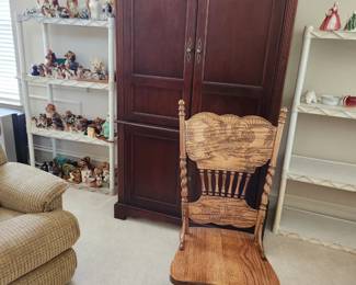 armoire and vintage oak desk chair