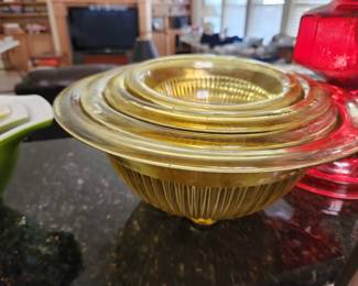 vintage amber bowl set