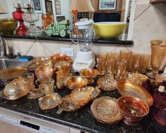 carnival glass pieces