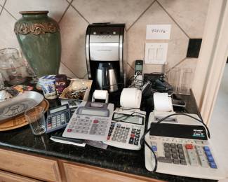 electric calculators, coffee machine
