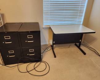 2 drawer file cabinets, small work table