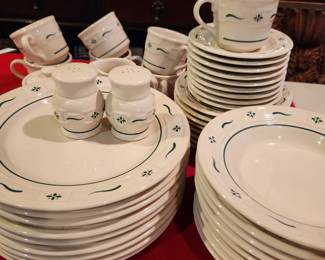 Longaberger pottery green dinnerware 