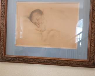 Framed Pease baby with certificate