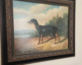 D giante oil on canvas painting of dog. 
