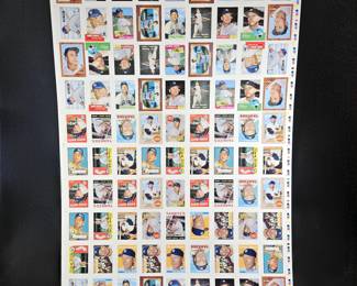 1996 Topps Mickey Mantle Uncut Card Sheet. All Playing -era Cards 1951-1969 on 27 x 40" Cardstock Poster