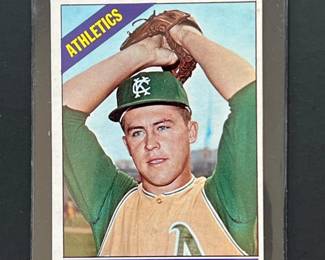 1966 Topps #36: Jim Hunter. Elected to the HOF in 1987. Nicknamed “Catfish” he was an 8-time All-Star, 5-time World Series champion, and won the 1974 AL Cy Young Award playing for both the A’s and Yankees.