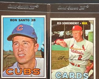 Lot #BC 35 - 1967 Baseball Cards Topps- Cubs 3rd Baseman #70 Ron Santo and #512: Red Schoendienst was a Mgr. for the Cardinals