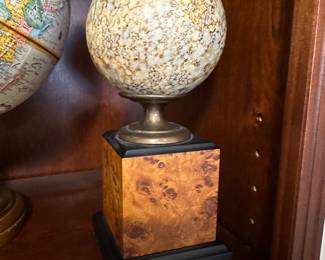 W38 - $10. Faux Wood Ball on Display Stand. 