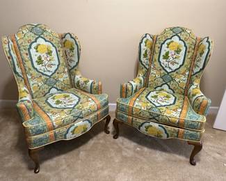 W10 - $275 Each. Heritage Upholstered Chairs. Perfect condition. Measures 32" wide x 45" tall. 