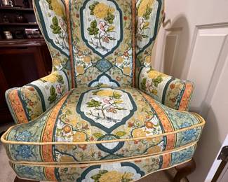 W10 - $275 Each. Heritage Upholstered Chairs. Perfect condition. Measures 32" wide x 45" tall. 