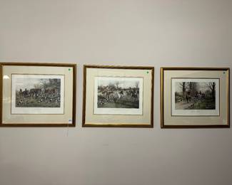 W36 - $50 Each. George Wright Lithographs. "His same old Game" "Full Cry through the Homestead" "The Pink of Condition" They each measure 29" x 25". 