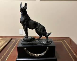 W44 - $30. Metal Shepard Sculpture. 10.5" tall x 7.5" long. 