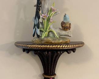 W70 - $15 Wall Sconce. $10 Porcelain Bird Sculpture. 