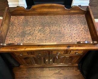 W11 - $125. Solid Wood Washstand. Measures 36" tall x 38" wide. Has hammered copper top. 