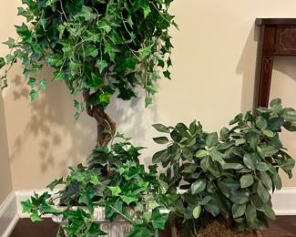 W19 - $30 artificial topiary tree. $10 small artificial plant