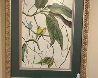 W14 - $100.  Jeannie Clapper original watercolor. Measures 24" x 31". Beautifully framed. 